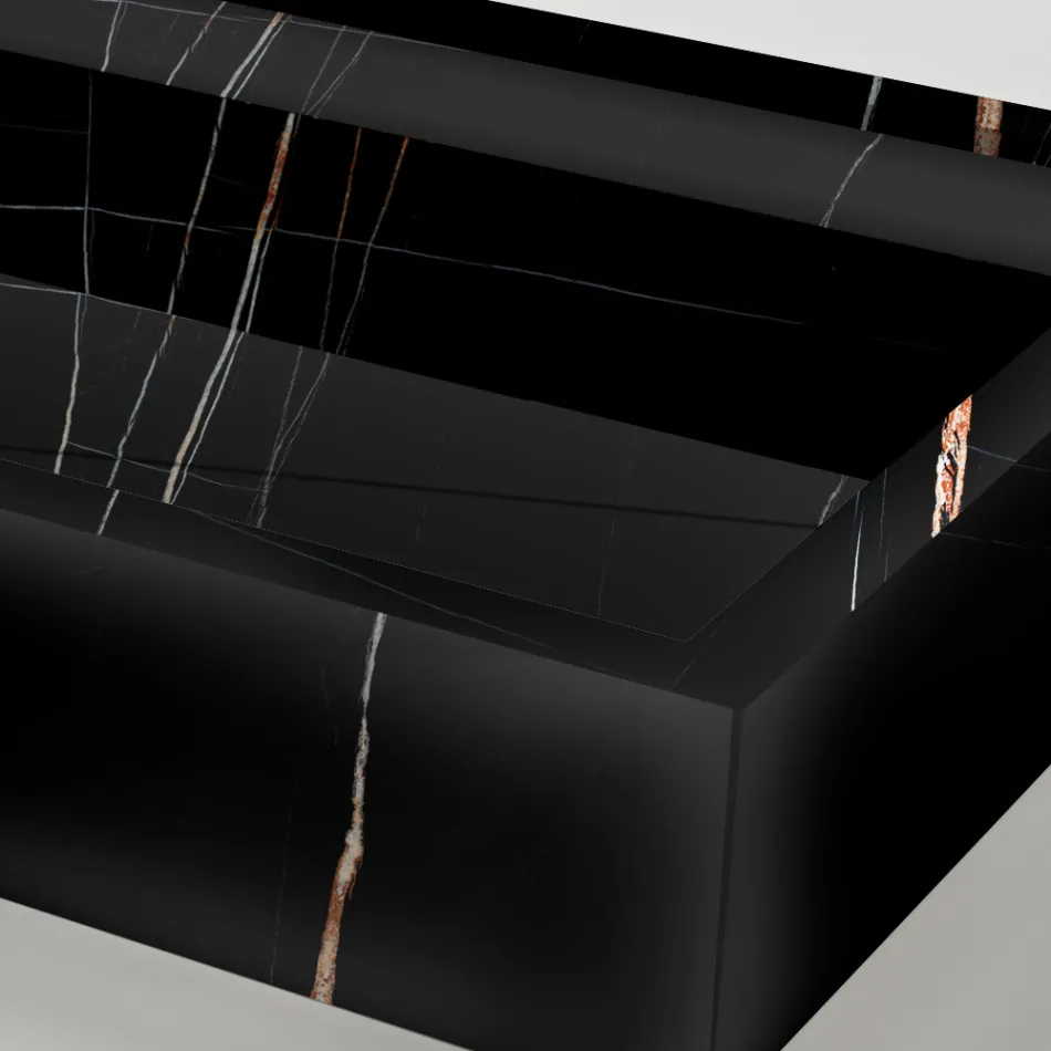 حوض مطبخ من الخزف الحجري ذي مظهر الرخام، صنع في إيطاليا - سيرفيا Viadurini