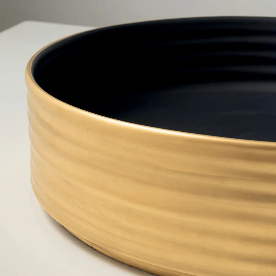 حوض غسيل يُوضع على سطح الطاولة، مصنوع من الخزف الحجري المتموج، صنع في إيطاليا - فيبرازيوني Viadurini