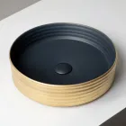 حوض غسيل يُوضع على سطح الطاولة، مصنوع من الخزف الحجري المتموج، صنع في إيطاليا - فيبرازيوني Viadurini