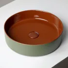 حوض غسيل من الخزف الحجري المصنوع يدويًا من هالو، يُوضع على سطح الطاولة، صنع في إيطاليا Viadurini