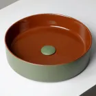 حوض غسيل من الخزف الحجري المصنوع يدويًا من هالو، يُوضع على سطح الطاولة، صنع في إيطاليا Viadurini