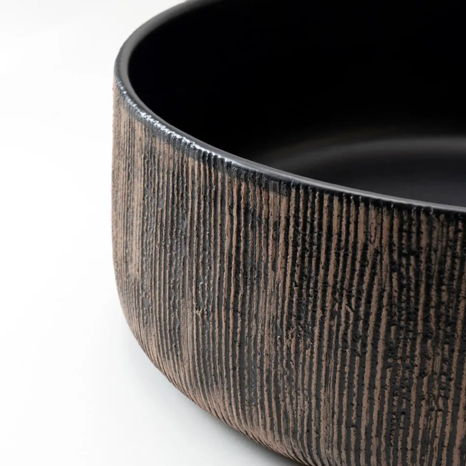 حوض غسيل منضدي من الطين الأحمر الطبيعي المصقول يدويًا من Balance Viadurini