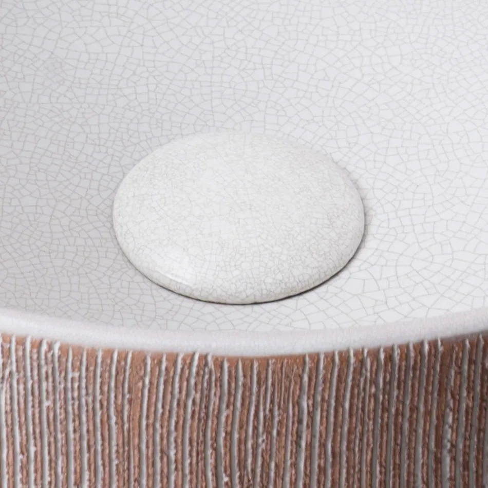 حوض غسيل منضدي من الطين الأحمر الطبيعي المصقول يدويًا من Balance Viadurini