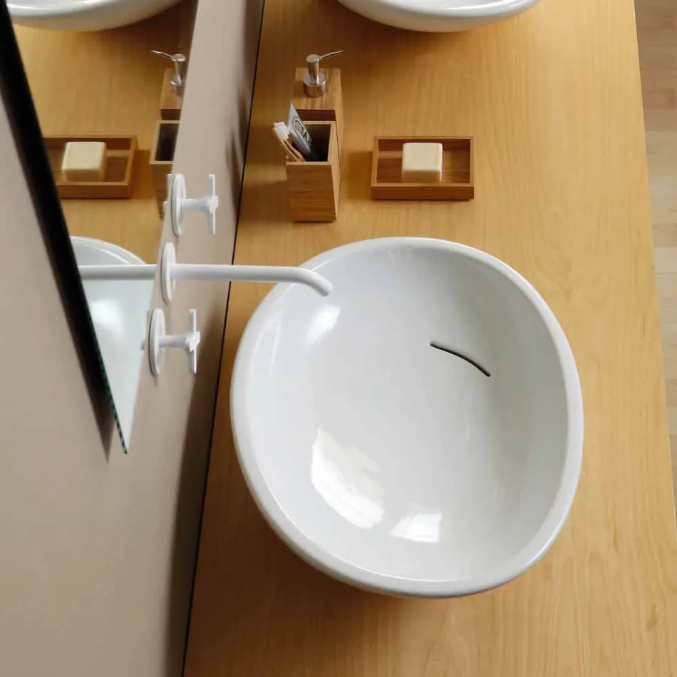 حوض غسيل سيراميك بتصميم مائل مصنوع في إيطاليا لامع Viadurini