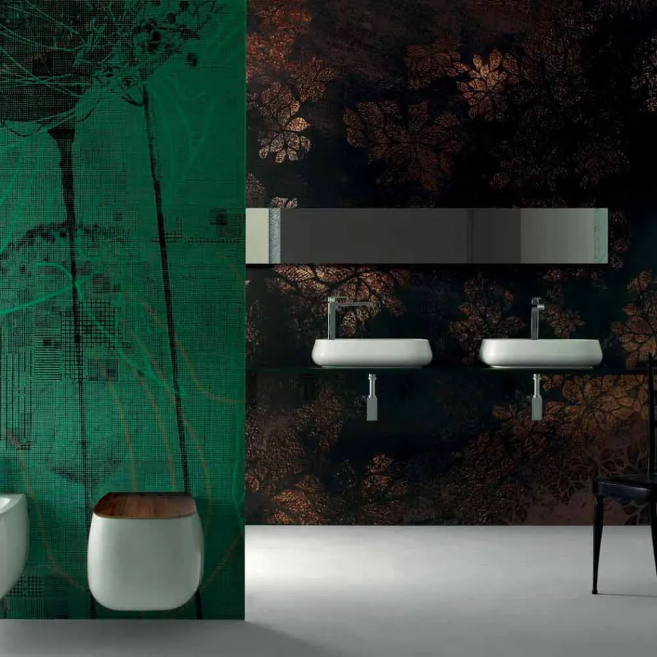 حوض غسيل سيراميك حديث بارتفاع 60 سم، صنع في إيطاليا، جايولا Viadurini