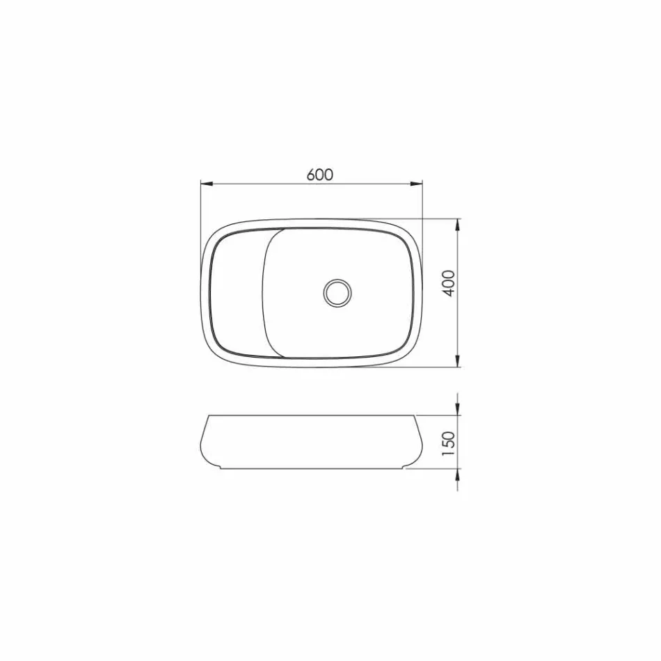 حوض غسيل سيراميك حديث بارتفاع 60 سم، صنع في إيطاليا، جايولا Viadurini