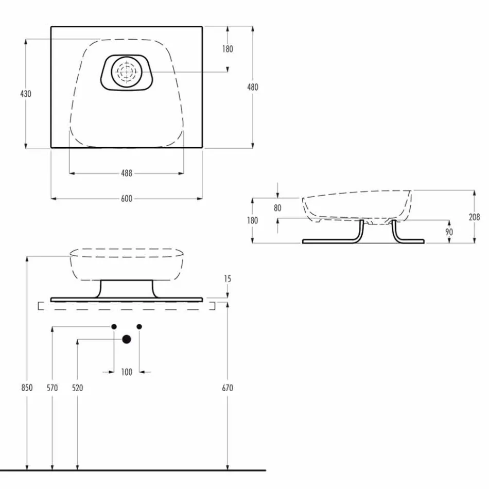 حوض غسيل سيراميك حديث مصنوع في إيطاليا، ريالي Viadurini