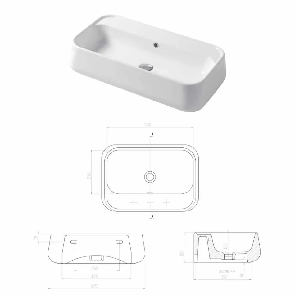حوض غسيل حديث من السيراميك الملون من أولينا Viadurini