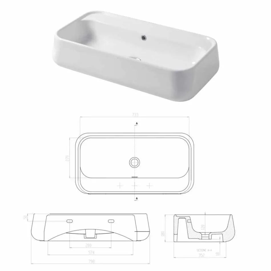 حوض غسيل حديث من السيراميك الملون من أولينا Viadurini