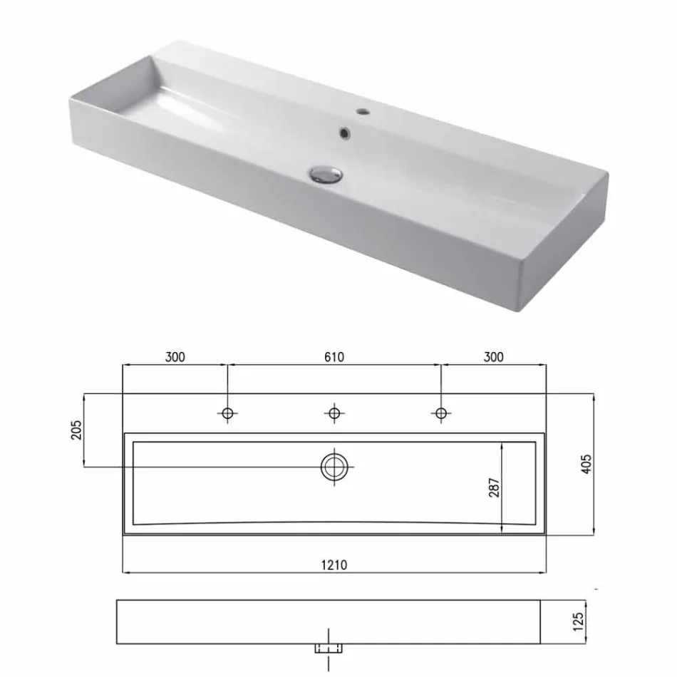 حوض غسيل مصمم على سطح الطاولة أو الحائط من السيراميك الملون من Leivi Viadurini