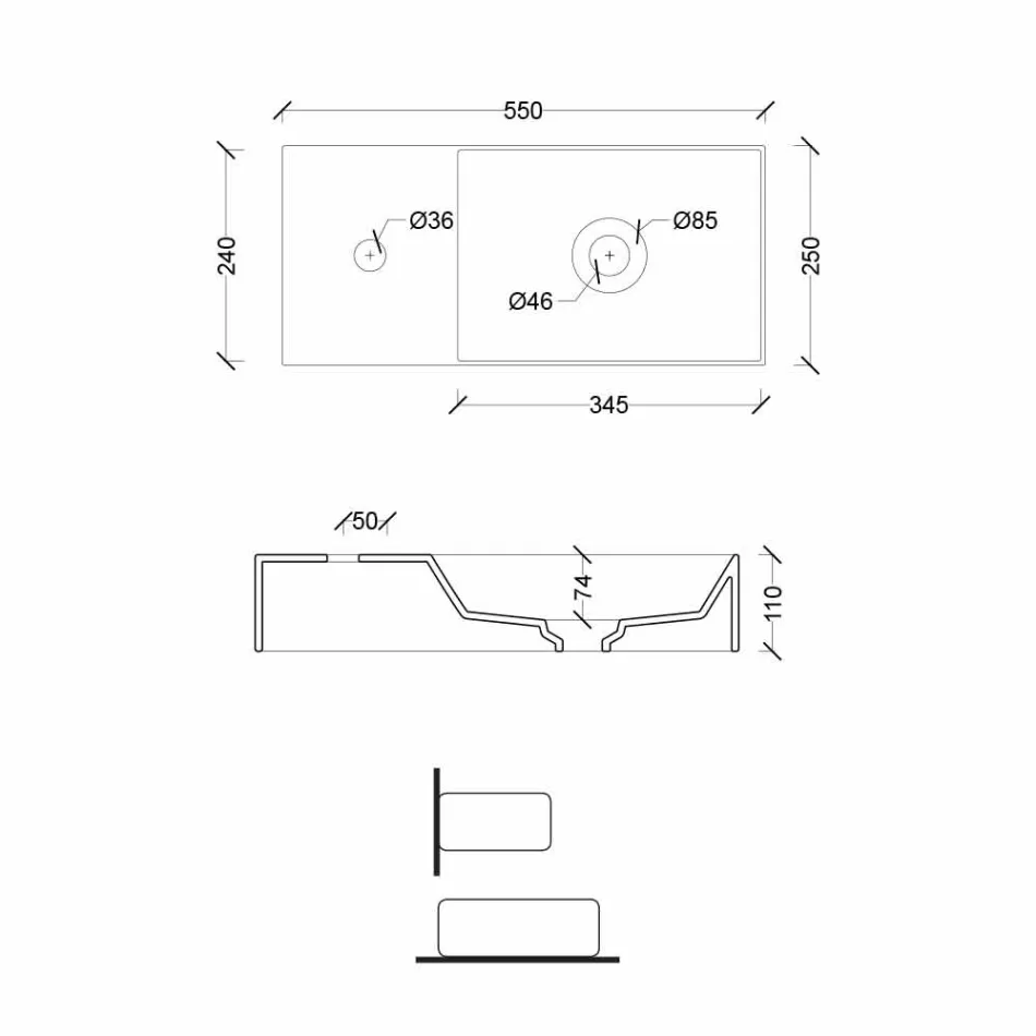 حوض غسيل مستطيل الشكل من السيراميك مصنوع في إيطاليا - Act Viadurini