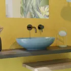 حوض غسيل بيضاوي الشكل من السيراميك اللامع بطول 50 سم، صنع في إيطاليا - فيري Viadurini