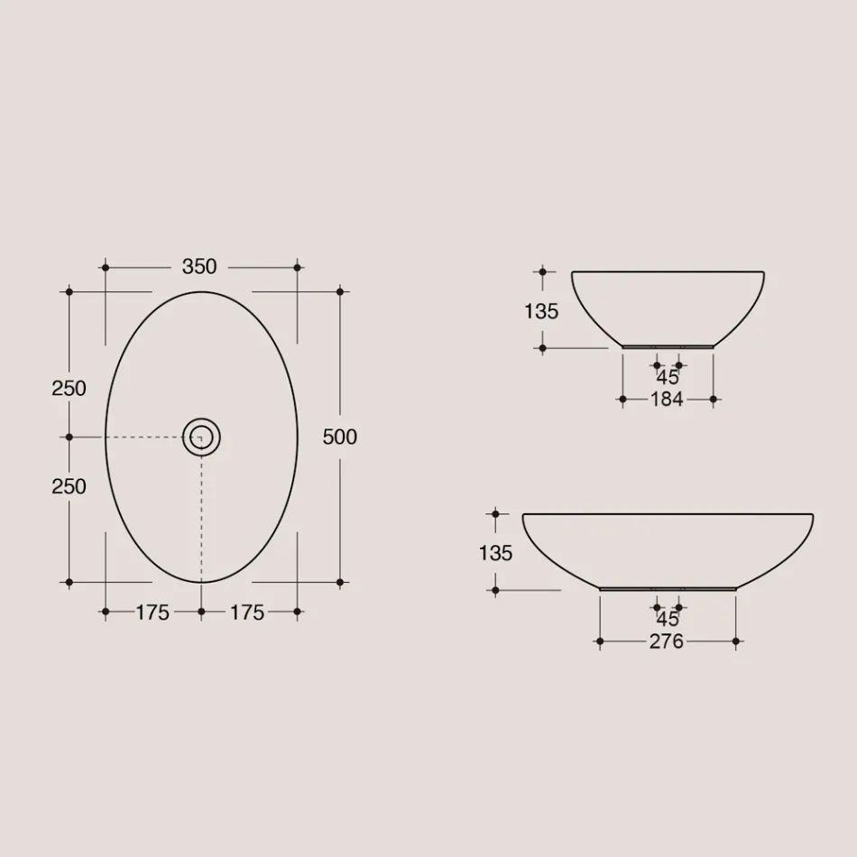 حوض غسيل بيضاوي الشكل من السيراميك اللامع، صنع في إيطاليا - فيري Viadurini