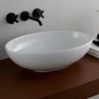 حوض غسيل بيضاوي الشكل من السيراميك اللامع، صنع في إيطاليا - فيري Viadurini