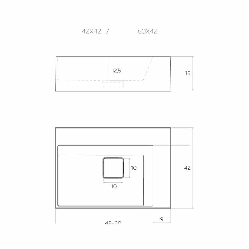 حوض غسيل مربع بتصميم عصري مصنوع في إيطاليا، لافيس Viadurini