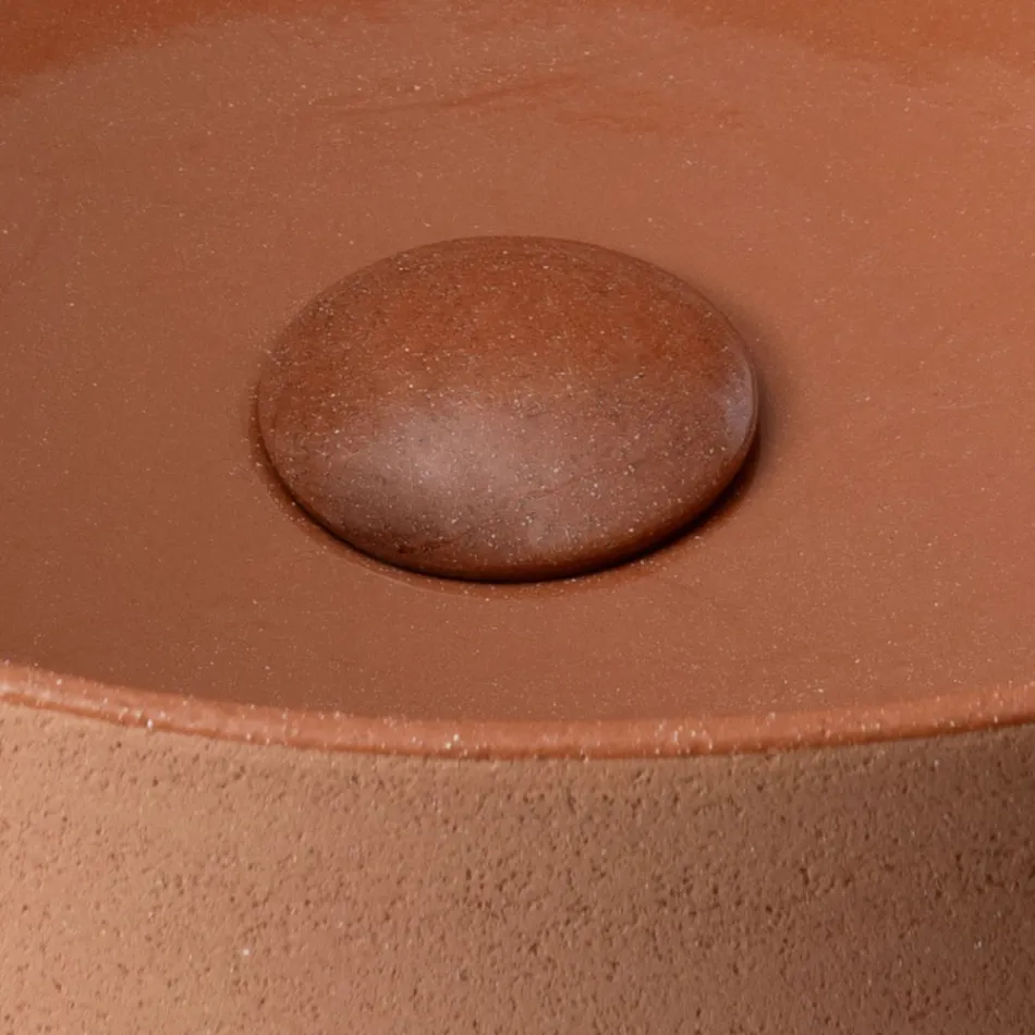 حوض غسيل يُوضع على سطح الطاولة، مصنوع من الطين الطبيعي، بتشطيبات متنوعة - بالانس Viadurini