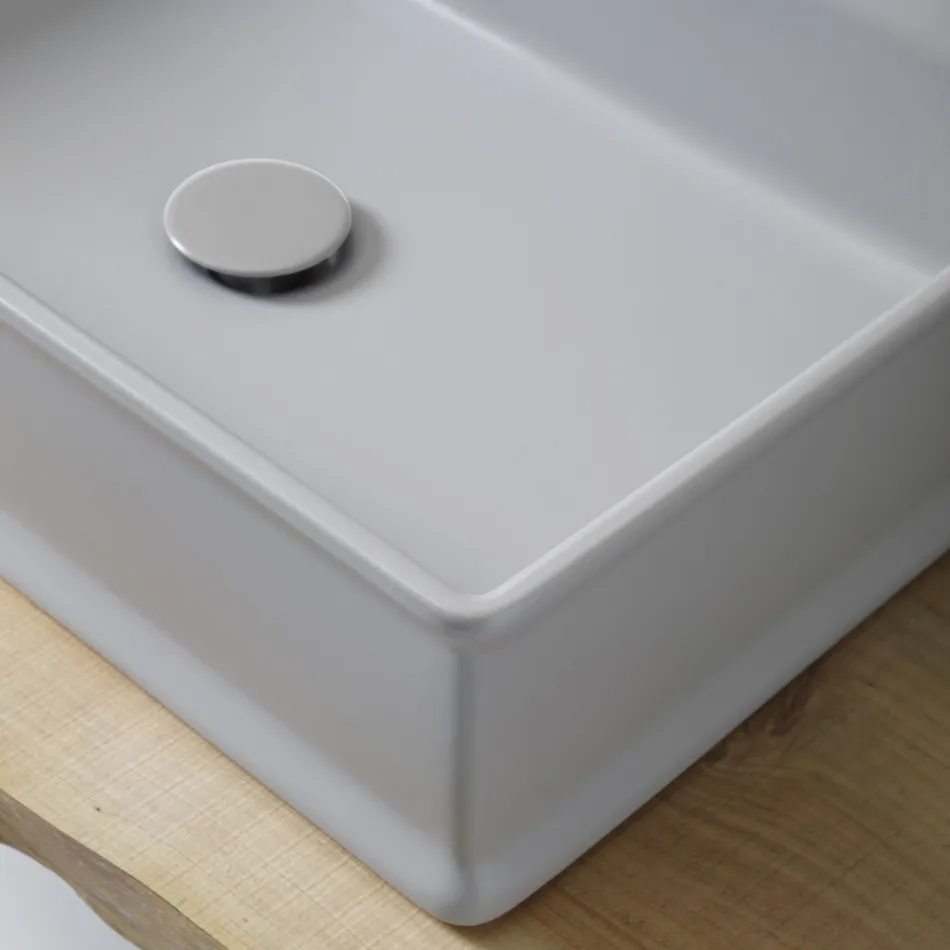 حوض غسيل مستطيل الشكل من السيراميك غير اللامع، صنع في إيطاليا - ديبورا Viadurini