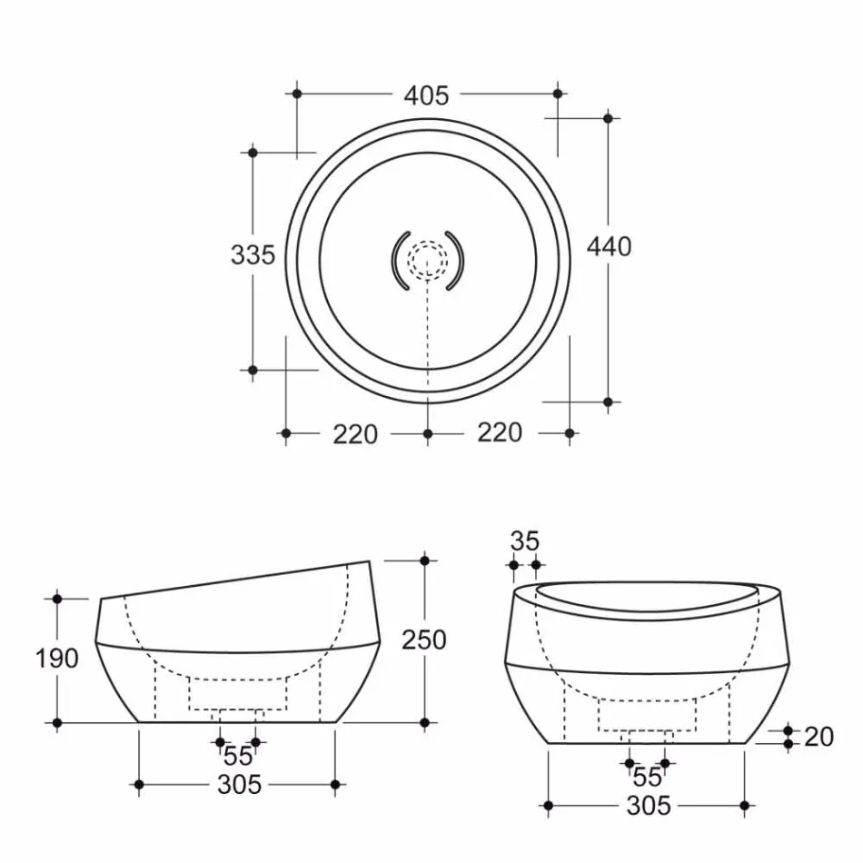 حوض غسيل دائري من السيراميك من كايمان، صنع في إيطاليا، تصميم إليسا Viadurini
