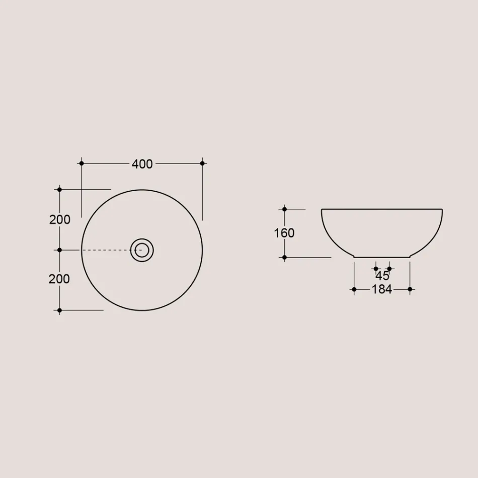 حوض غسيل دائري من السيراميك اللامع، صنع في إيطاليا - شيكو Viadurini