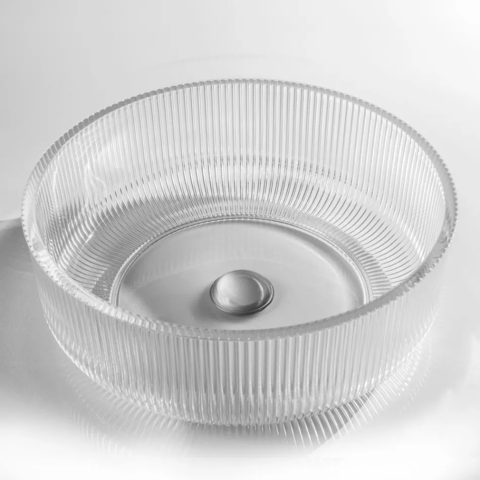 حوض غسيل دائري من زجاج بليسيه فينيسي، صنع في إيطاليا - زركون Viadurini