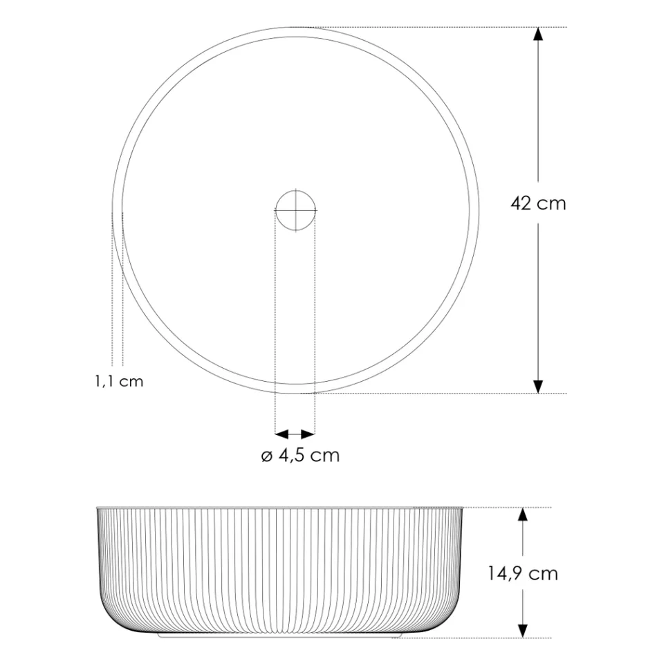حوض غسيل دائري من زجاج بليسيه فينيسي، صنع في إيطاليا - زركون Viadurini
