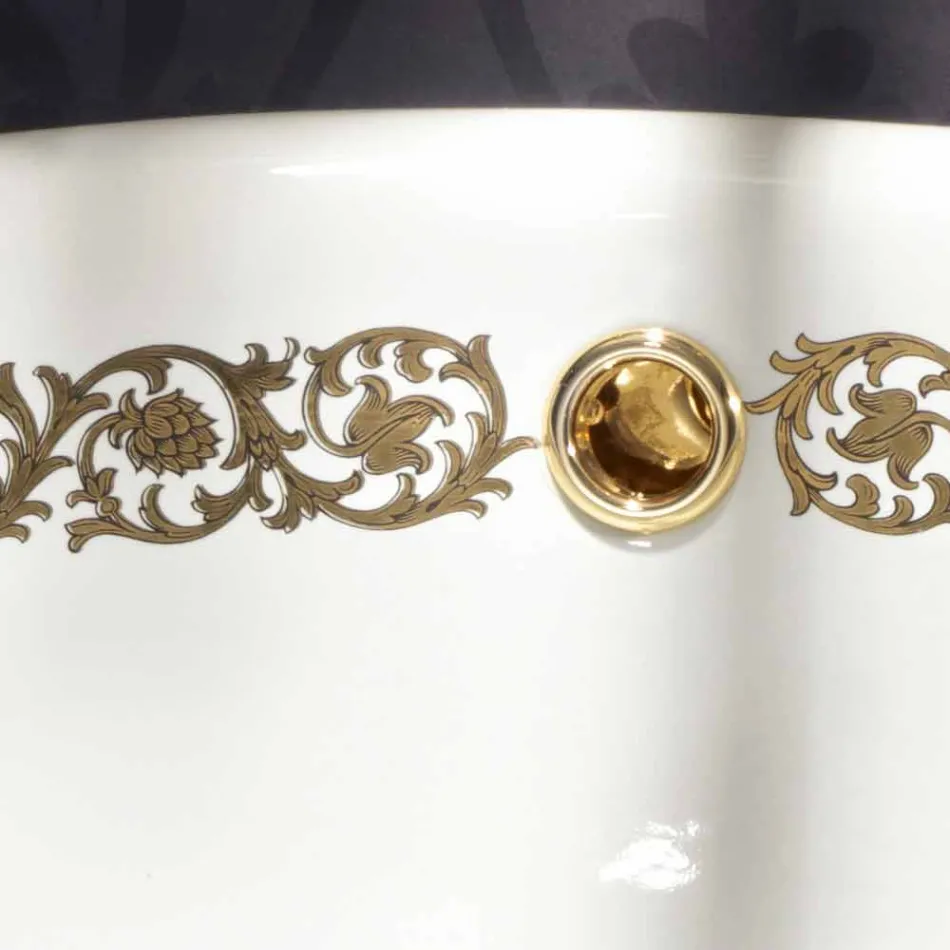 حوض حمام مدمج في الحائط مصنوع من طين النار والذهب، صنع في إيطاليا، أوتيس Viadurini