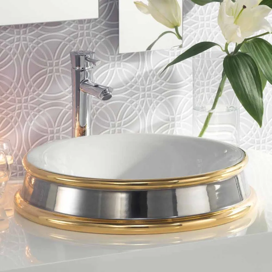 تصميم حوض حمام نصف غائر مصنوع من الطين الناري في إيطاليا، مانيلو Viadurini