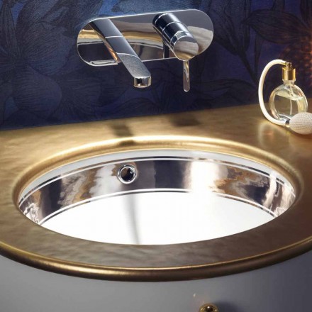 حوض غسيل مدمج من الطين الناري على الطراز الباروكي مصنوع يدويًا في إيطاليا، منطقة إيجة Viadurini