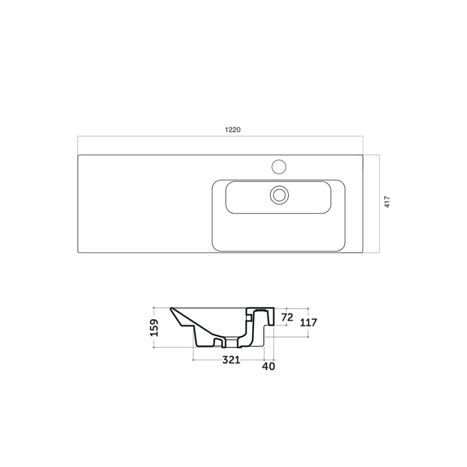 حوض غسيل مدمج ومثبت على اليمين من سيراميك مايدا Viadurini