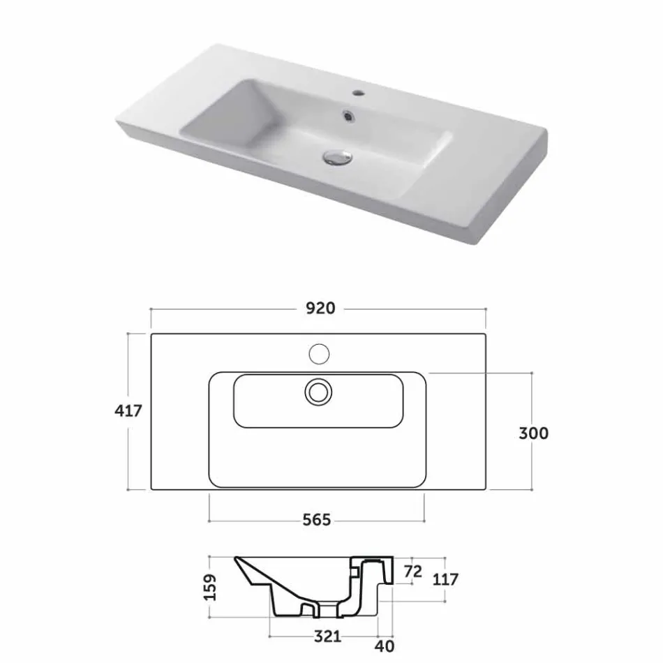 حوض غسيل مدمج مع دعامة من السيراميك الأبيض أو المايدا الملون Viadurini