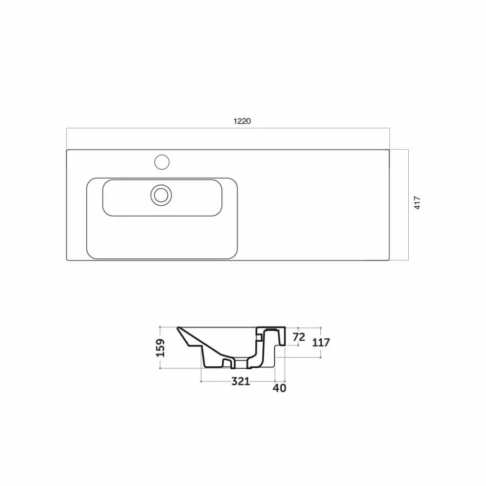 حوض غسيل حديث مخفي على اليسار من سيراميكا مايدا Viadurini