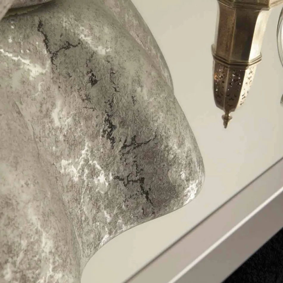 حوض غسيل من السيراميك باللون الأبيض الفضي مصنوع في إيطاليا Cubo Viadurini