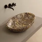 حوض غسيل سيراميك بتصميم حمار وحشي برتقالي لامع مصنوع في إيطاليا Viadurini