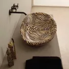 حوض غسيل سيراميك بتصميم حمار وحشي برتقالي لامع مصنوع في إيطاليا Viadurini