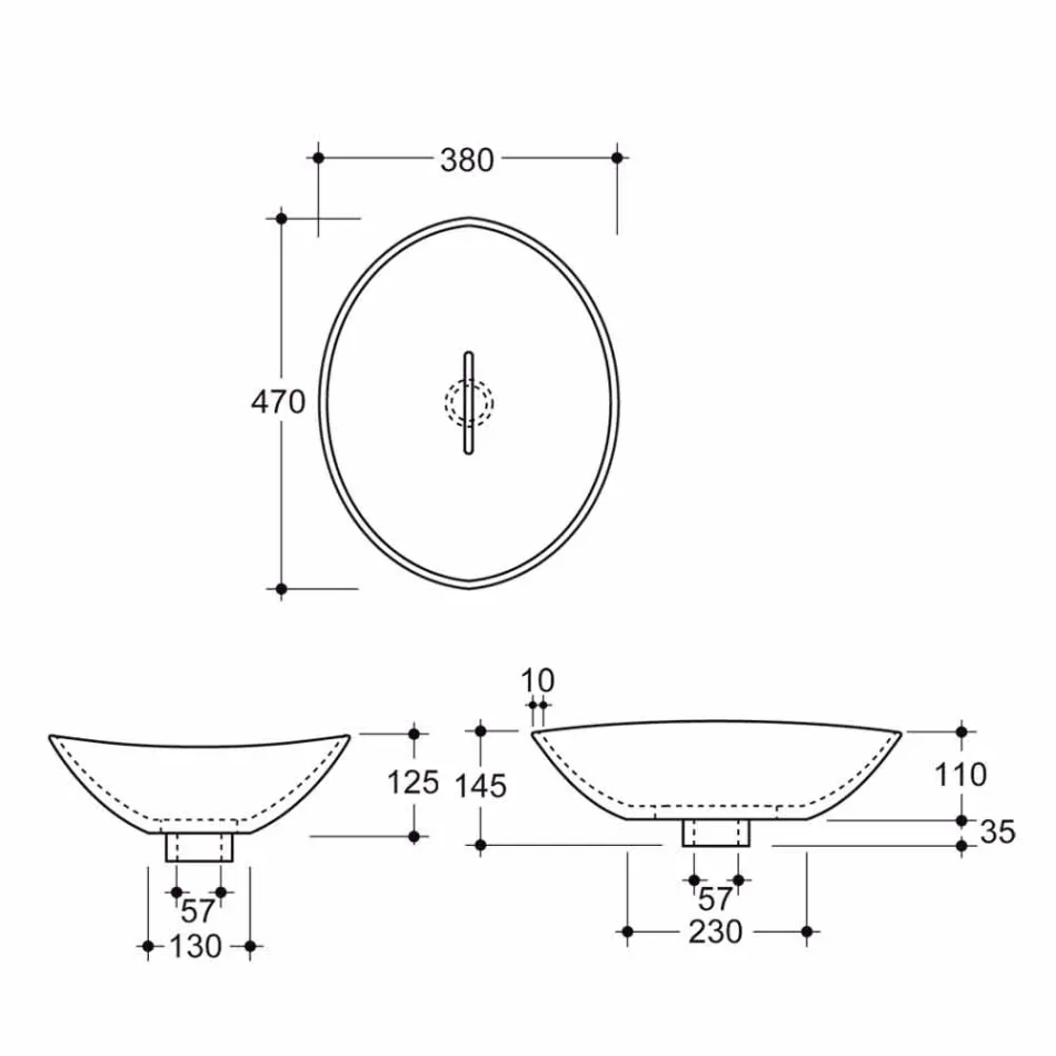 حوض غسيل من السيراميك الأسود بتصميم حمار وحشي مصنوع في إيطاليا Viadurini