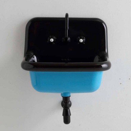 Jacob rectangular bicolor ceramic wall-mounted design washbasin Viadurini