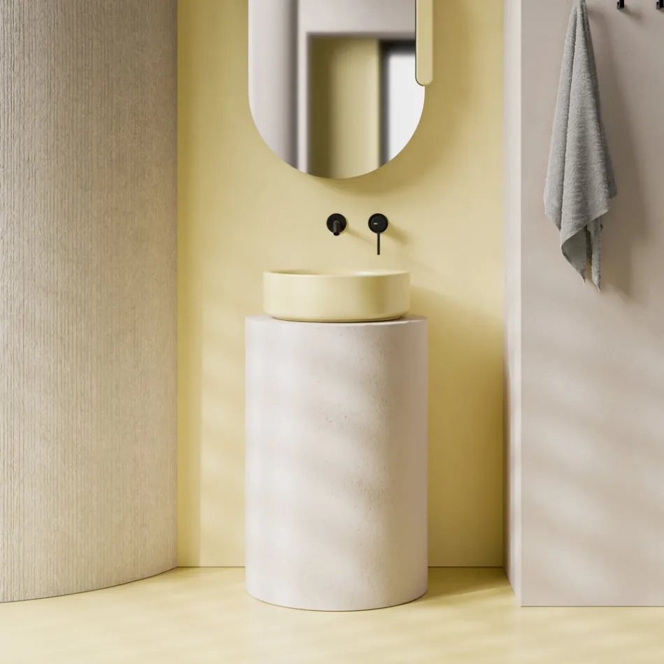 حوض غسيل سيراميكي بقطر 42 سم، صنع في إيطاليا - فتاة Viadurini