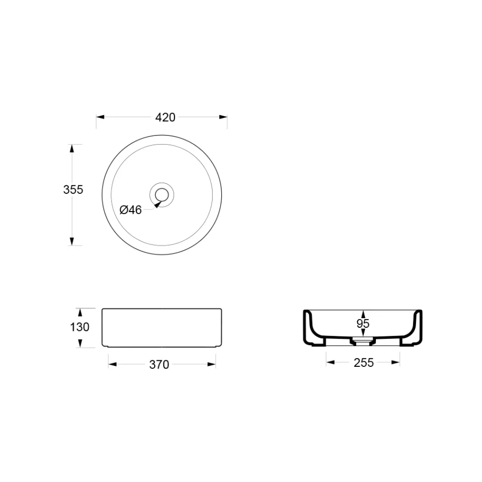 حوض غسيل سيراميكي بقطر 42 سم، صنع في إيطاليا - فتاة Viadurini