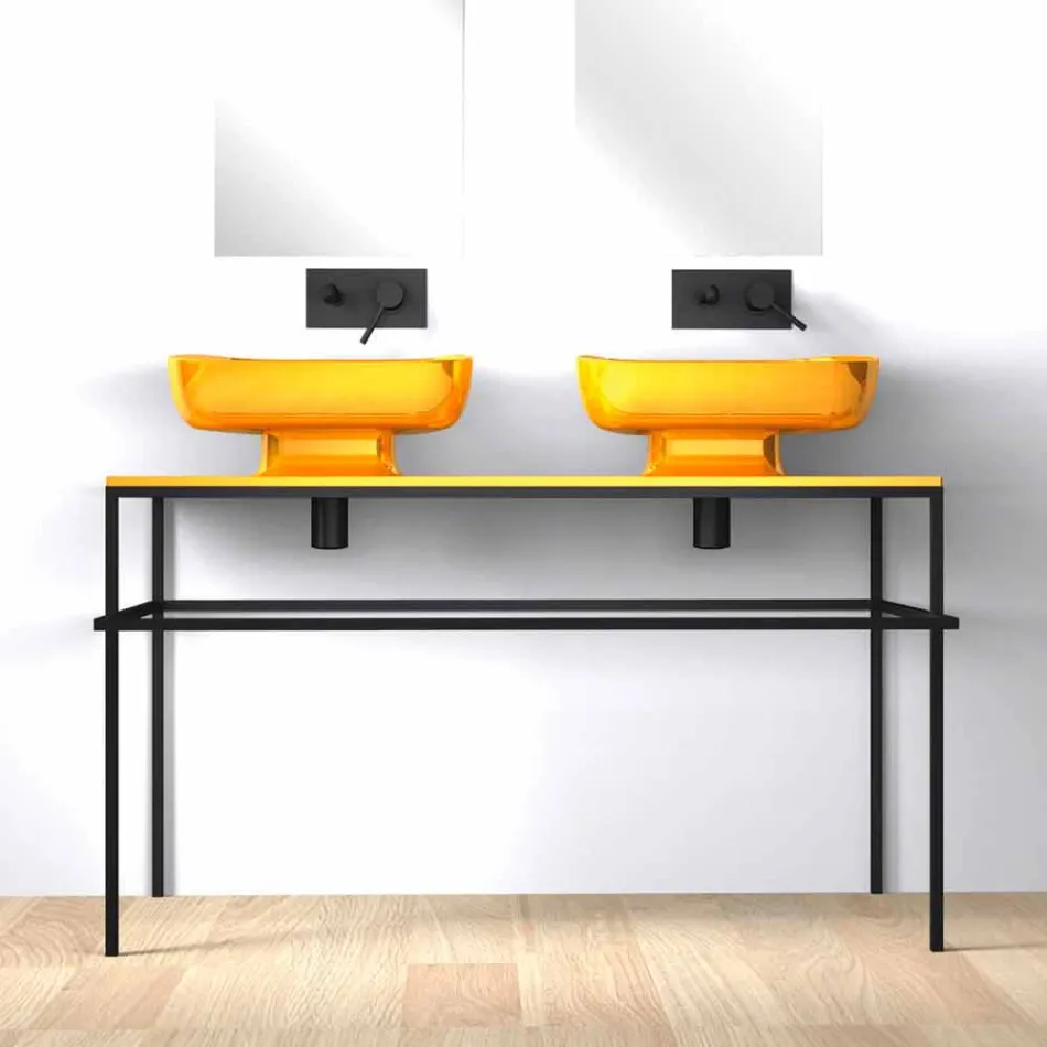 حوض غسيل سيراميك حديث مزدوج الحائط مصنوع في إيطاليا، ريالي Viadurini