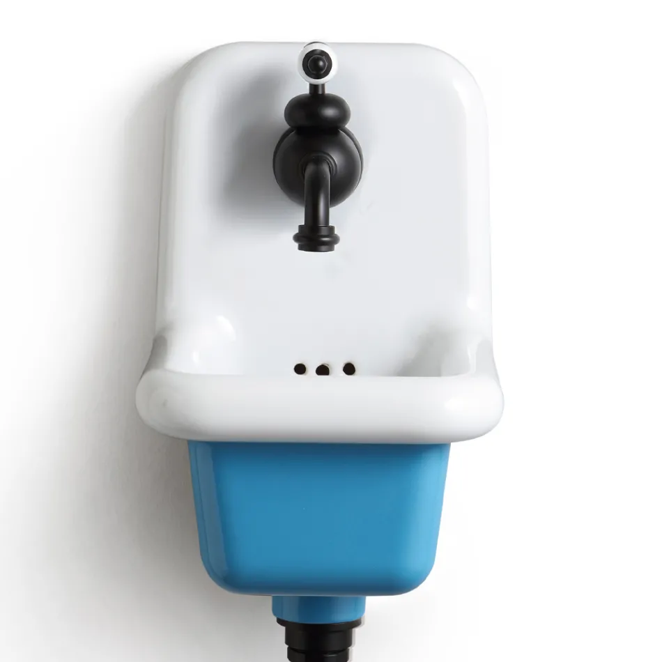 حوض غسيل حمام قائم بذاته باللون الأبيض والسيراميك الملون 26 سم - الأردن Viadurini