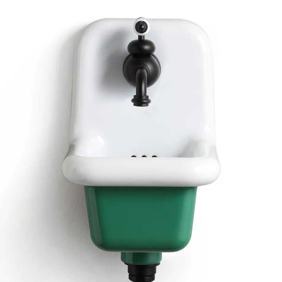 حوض غسيل حمام قائم بذاته باللون الأبيض والسيراميك الملون 26 سم - الأردن Viadurini