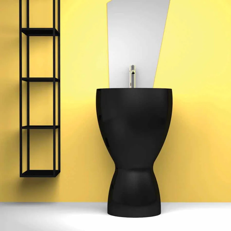 حوض غسيل سيراميك حديث قائم بذاته، صنع في إيطاليا، باسيل Viadurini