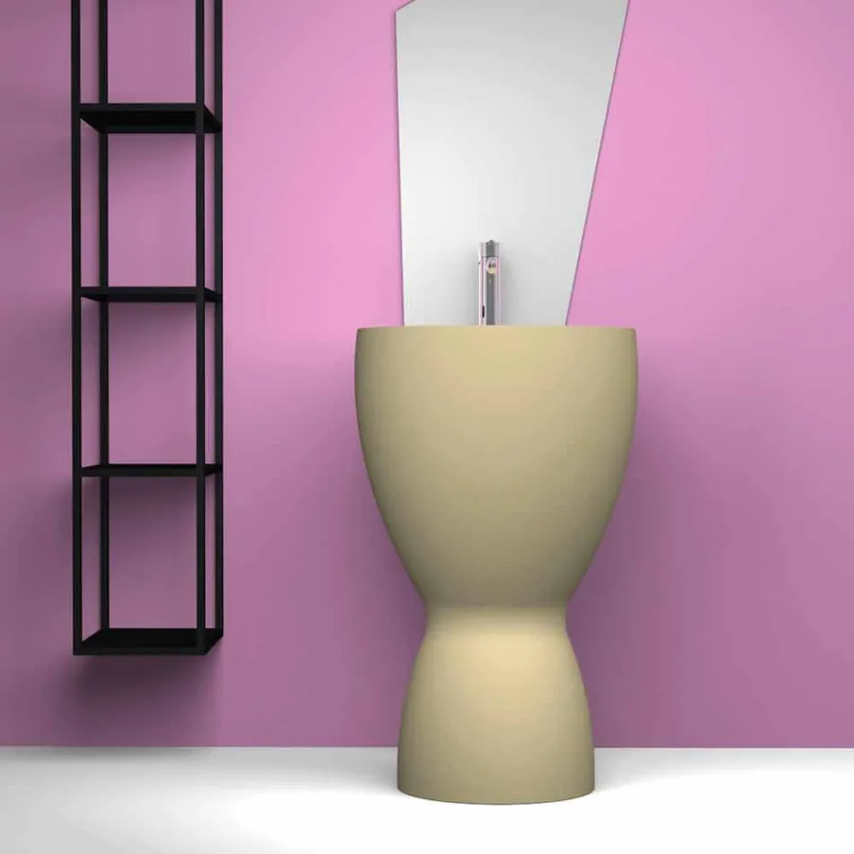 حوض غسيل سيراميك حديث قائم بذاته، صنع في إيطاليا، باسيل Viadurini