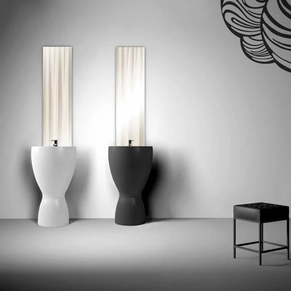 حوض غسيل سيراميك حديث قائم بذاته، صنع في إيطاليا، باسيل Viadurini