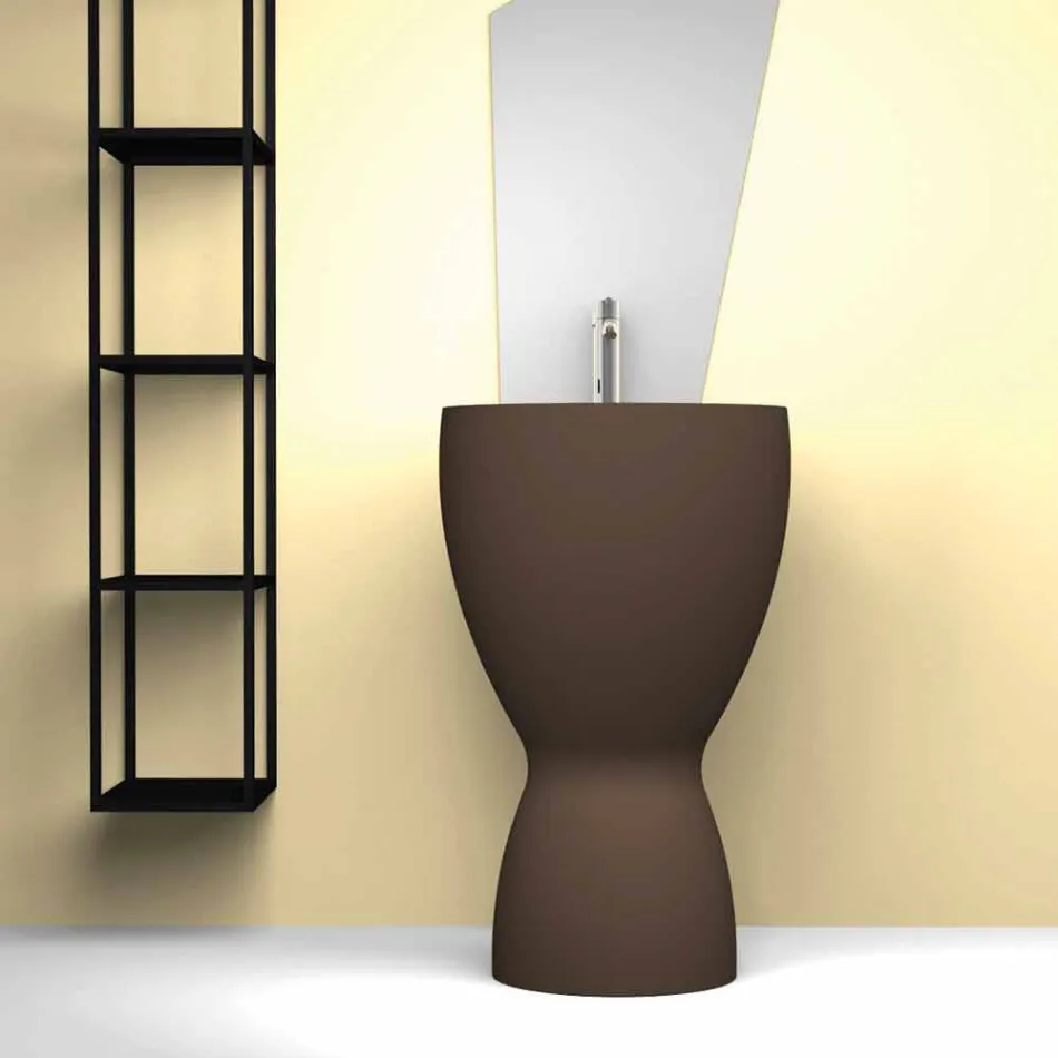 حوض غسيل سيراميك حديث قائم بذاته، صنع في إيطاليا، باسيل Viadurini