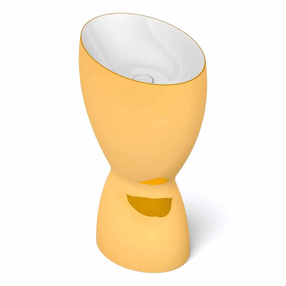 حوض غسيل سيراميك حديث قائم بذاته، صنع في إيطاليا، باسيل Viadurini