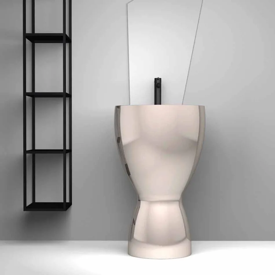 حوض غسيل سيراميك حديث قائم بذاته، صنع في إيطاليا، باسيل Viadurini