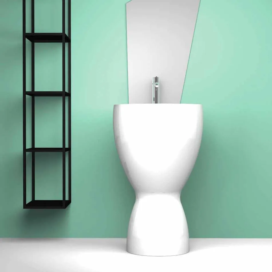 حوض غسيل سيراميك حديث قائم بذاته، صنع في إيطاليا، باسيل Viadurini