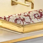 حوض غسيل مصنوع يدويًا من الطين الناري بزخارف ملونة، صنع في إيطاليا - أولنتي Viadurini