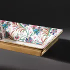 حوض غسيل مصنوع يدويًا من الطين الناري بزخارف ملونة، صنع في إيطاليا - أولنتي Viadurini